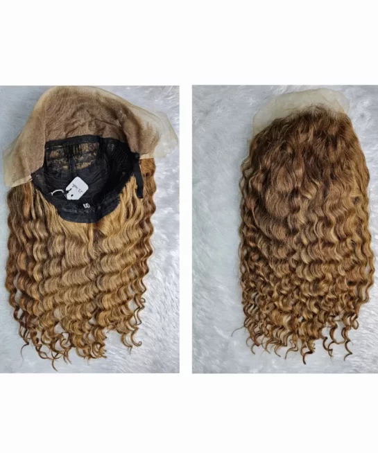 Peluca de pelo rizado dorado